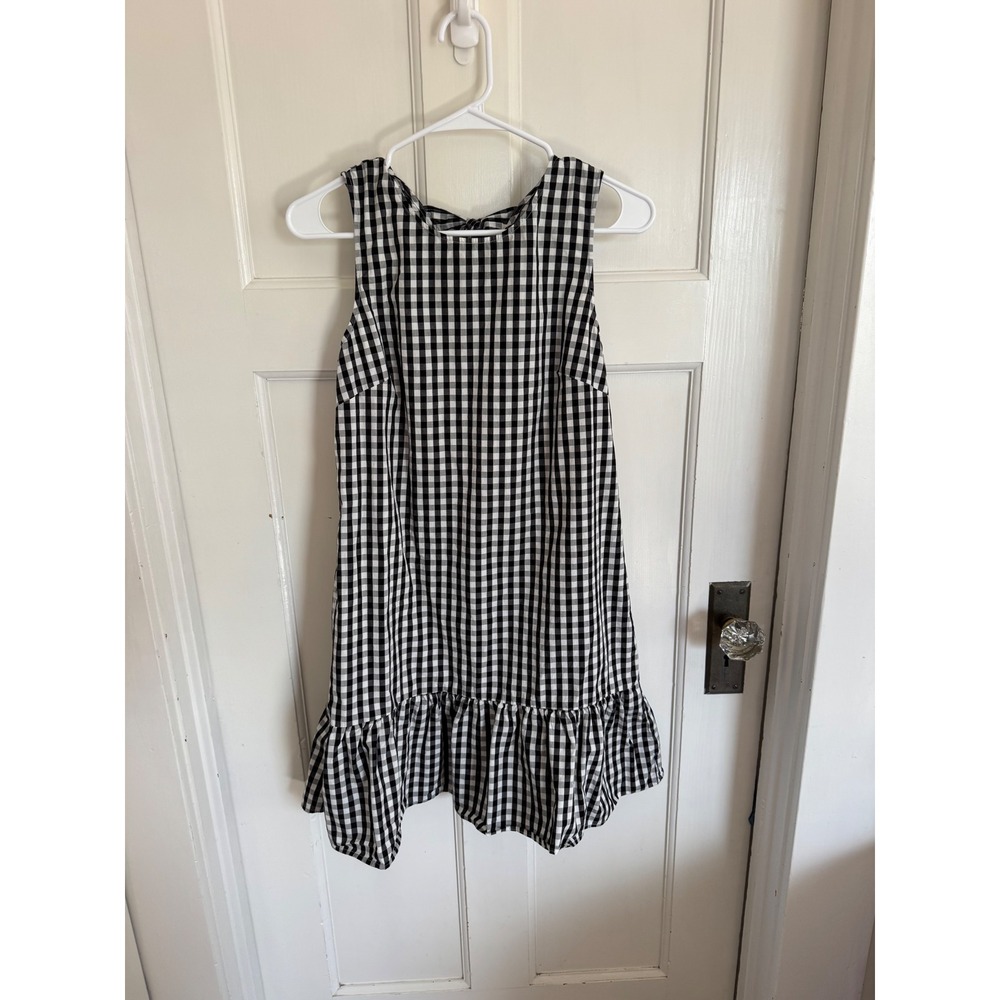 J.Crew black cotton gingham tie back dress